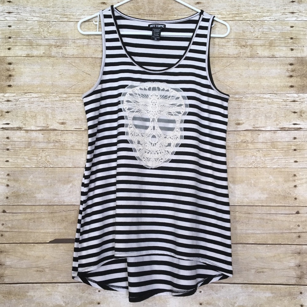 ON SALE! Hot Topic Sugar Skull Striped Tank